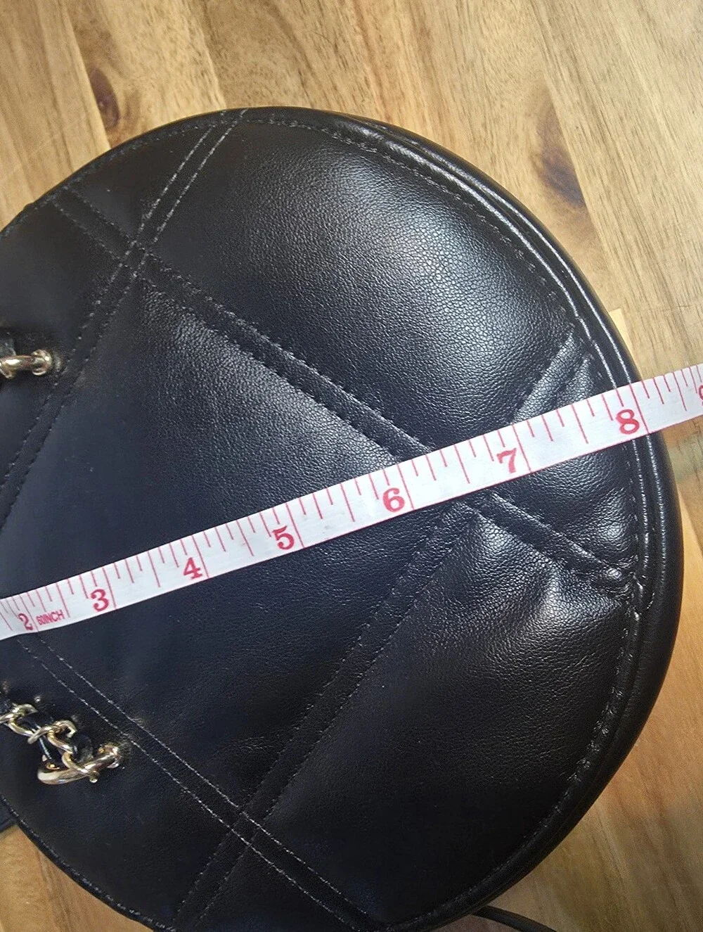 Round Purse Bag Black Gold Tone Hardware Vintafe Crossbody Handbag